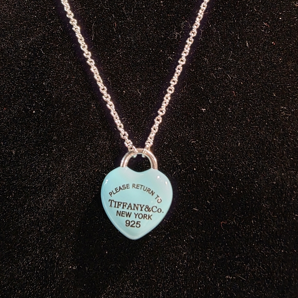 Tiffany & Co. Silver and Blue Heart Necklace - Picture 4 of 5